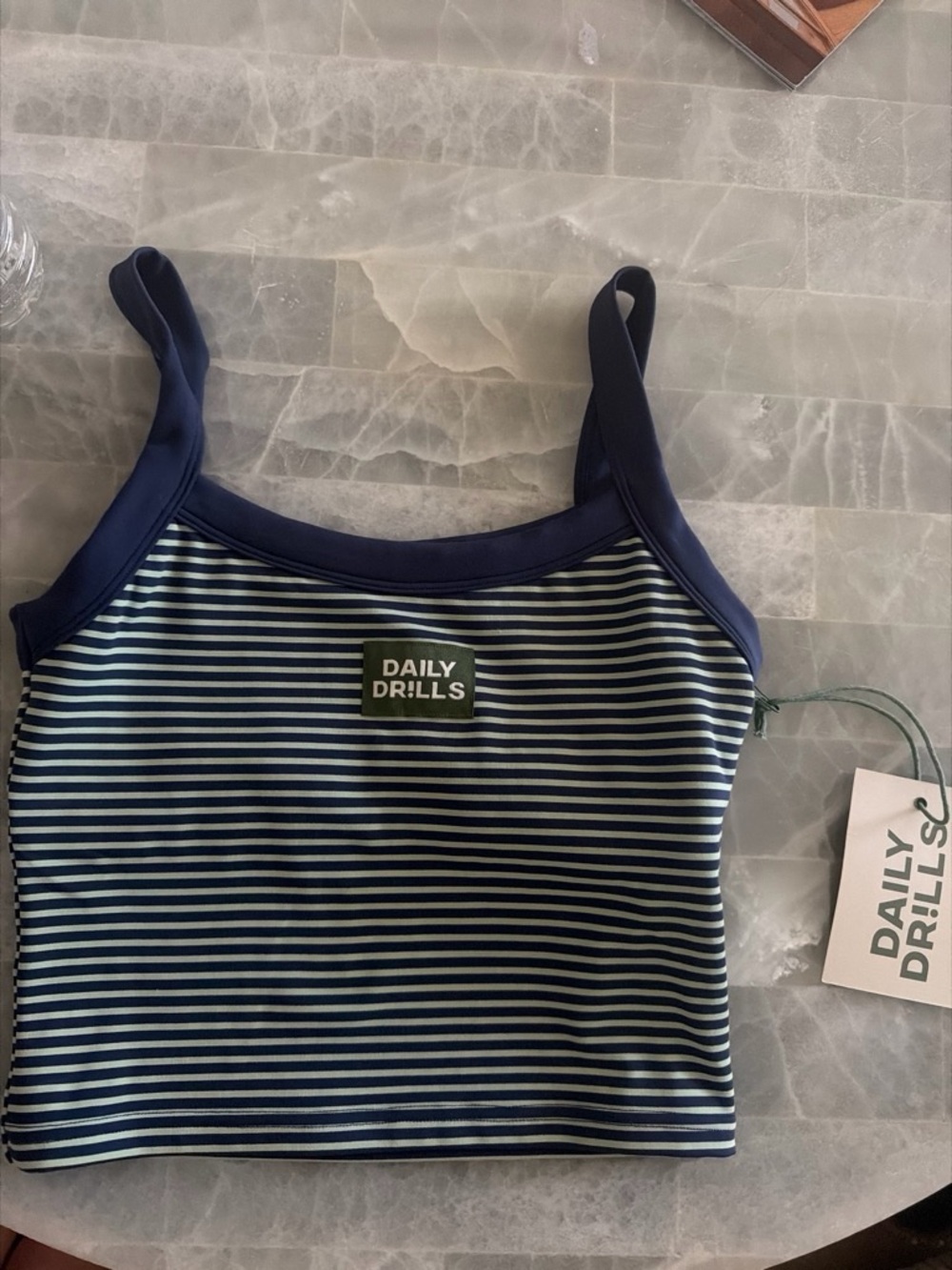 Daily Drills Navy & White Striped Tank Top